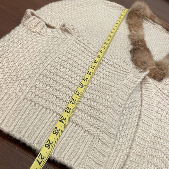 Vintage Fur Trim Cream Knitted cardigan - Picture 5 of 6